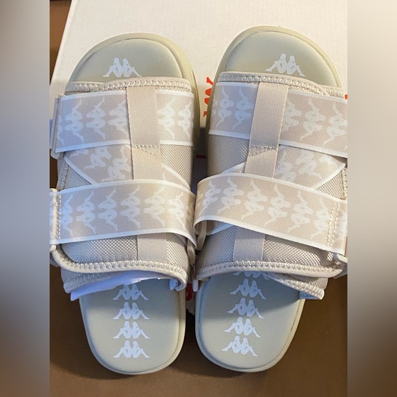 Kappa Cream Slide Sandals with Logo - Picture 1 of 4